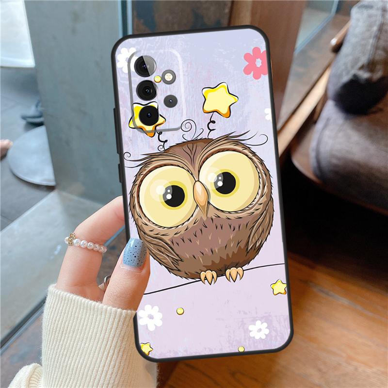 Cute Cartoon Owl Case For Samsung Galaxy A15 A52 A53 A33 A13 A34 A54 A14 A35 A55 A56 A36 A26 A16 A06 A22 A32