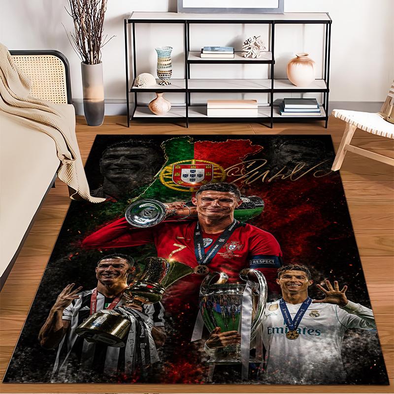 Victorious Soccer Champion Theme Carpet with Trophy Designs Suitable for Use As an Anti-slip for Living Room Bedroom Sofas