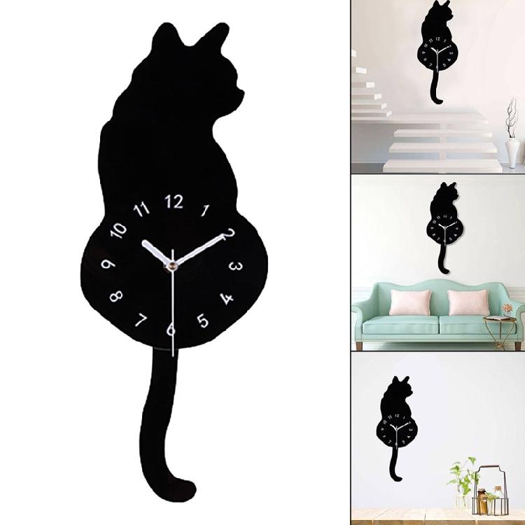 3D Motion for Cat Wall Clock Acrylic Easy to Read for Indoor Hotel Home Cafe Dec