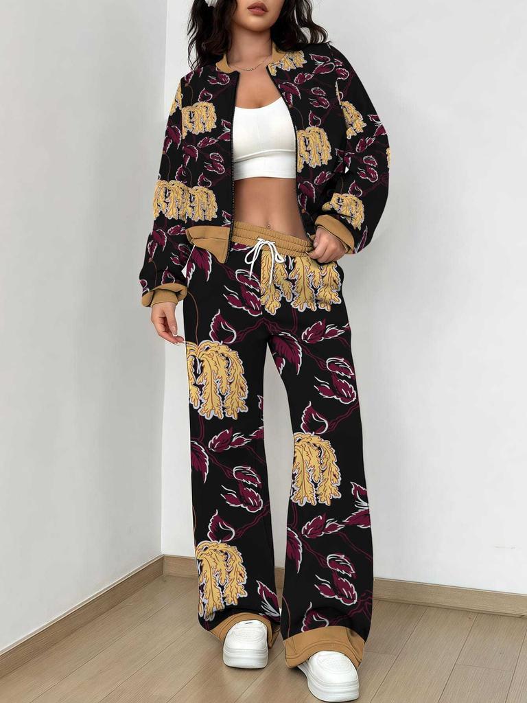 Grid New Autumn And Winter New European And American Women'S Clothing Striped Printing Suit Women