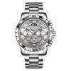 Men’s Quartz Watch Waterproof Luminous High-End Casual Wristwatch for Men Fashion Luminous Dial Calendar Stainless Steel Band