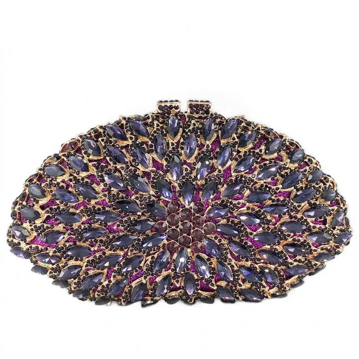 

Boutique De FGG Cyan Blue Women Crystal Evening Handbags and Purses Party Prom Baby Blue Rhinestone Clutch Minaudiere Bag Mini Clutch