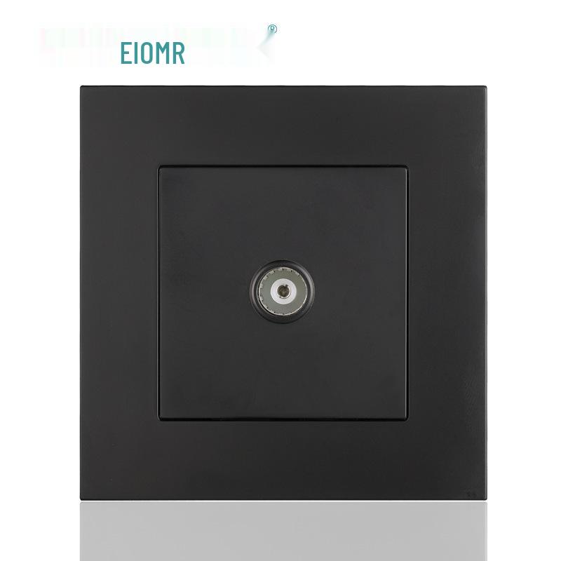 Black 16A German Standard Socket Panel with Double USB + Type C, Concealed European Installation