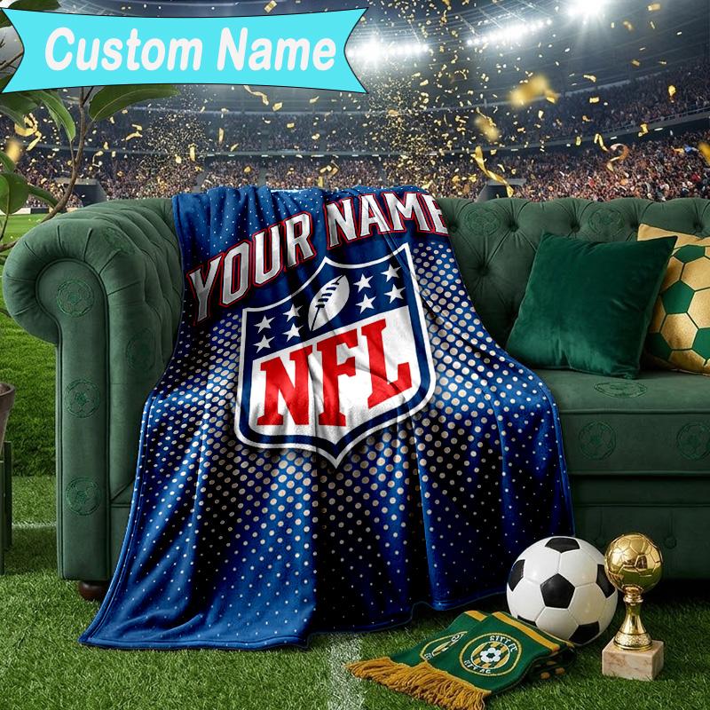 Custom Name Blanket NFL Team Collection Blanket Bedding Blanket for Travel, Camping, Living Rooms, Offices, Sofas, Fan Christmas gift