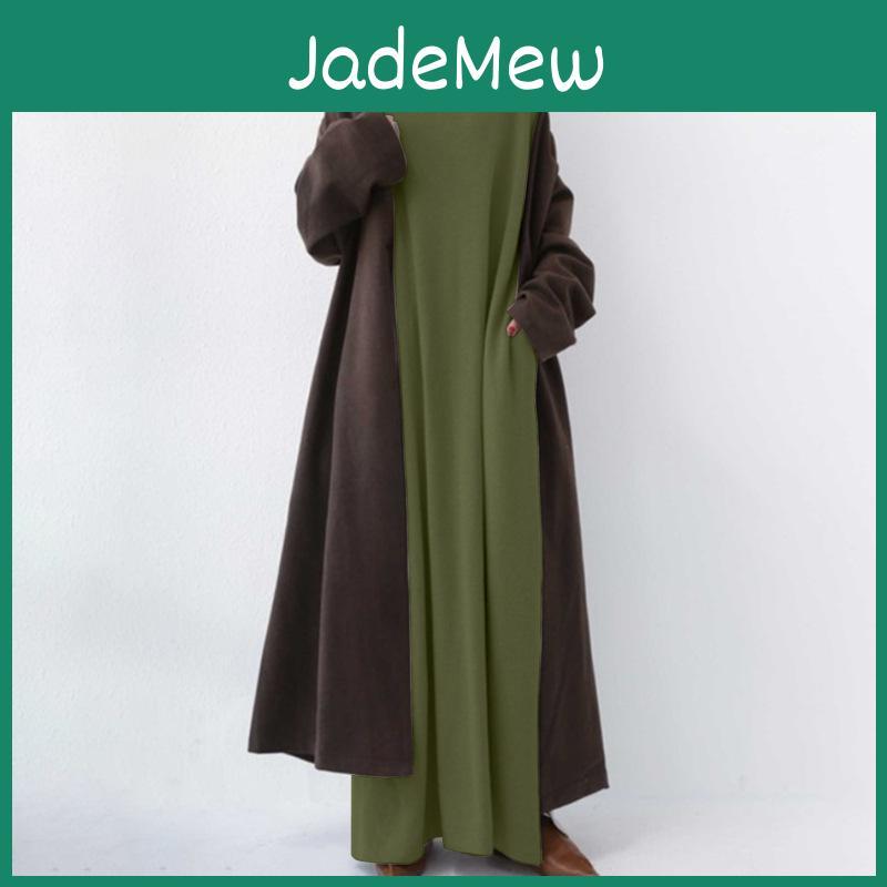 Womens Fall Fashion Yyfs Spring Solid Color Print Long Sleeve Vneck Loose Waistline Casual Dresses