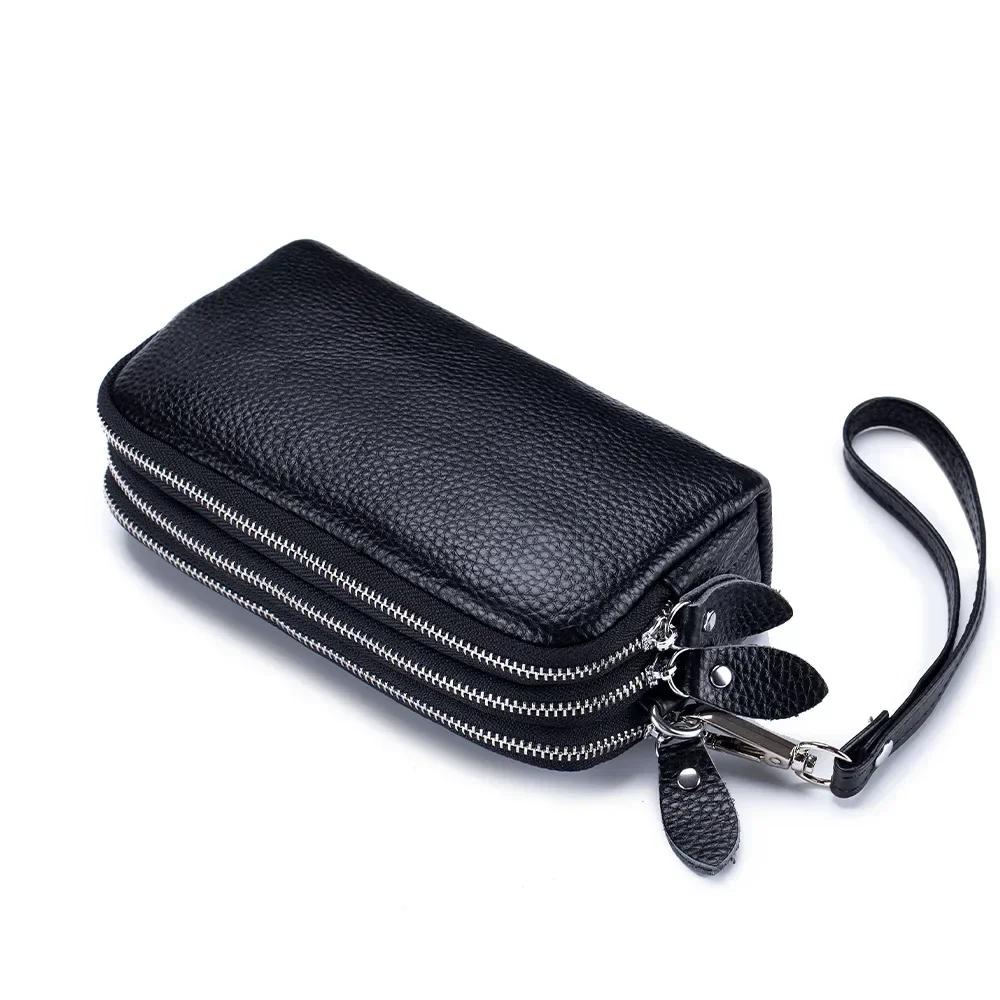 Women Handbag Women Long Wallet Genuine Leather Card Holder Large Capacity Zipper Coin Purse Multi Card Organizer Phone Bag