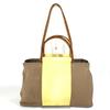 HERMES Bicolor Kabak Elan PM Shoulder Bag Tote Bag Leather/Canvas Beige/yellow