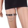 Punk Thigh Ring Leg Harness Chain Heart Garter Belt PU Leather Women Suspenders Fashion Accessories