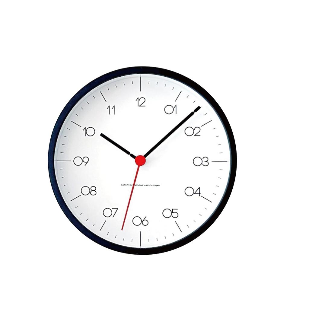 KATOMOKU plywood clock, 24S, black, km-151BKS, wall clock with continuous second hand, 20.2cm diameter (SKP quartz clock)