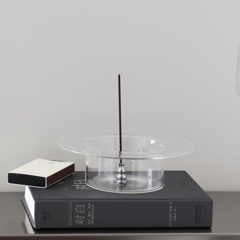 WULIHOME Glass Stainless Steel Yoga Atmosphere Desktop Ornaments Incense Holders Tea House Ambient Decorative Items