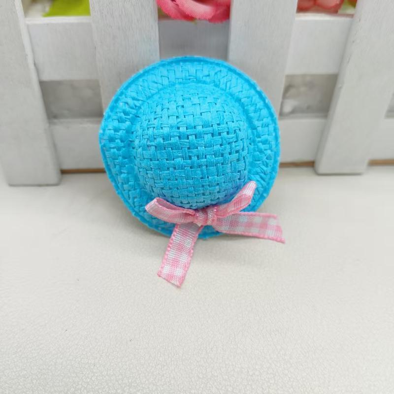 Cute Mini Straw Hat Hair Clips & Hair Ties No Hair Damage Soft Pastel Gingham Bows for Toddler Girls School Daily Wear