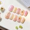 30-Piece Autumn/Winter Oval Nail Tips with Gold Foil and 3D Pearls