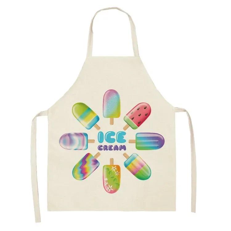Ice Cream Donut Pattern Kitchen Apron Home Kitchen Cooking Cooking Linen Stain Resistant Chef Sleeveless Apron