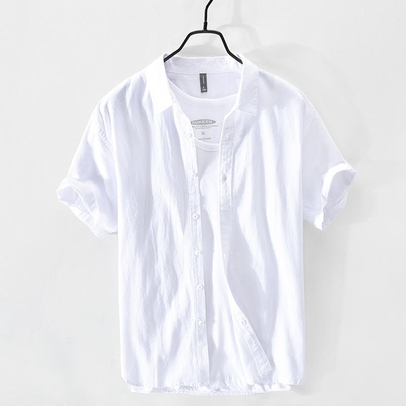 Summer Shirts for Men Simple Style Daily 100 Cotton Short Sleeve Men Tops Turn-down Collar 100cotton White Shirt Comfort Casual Shirt