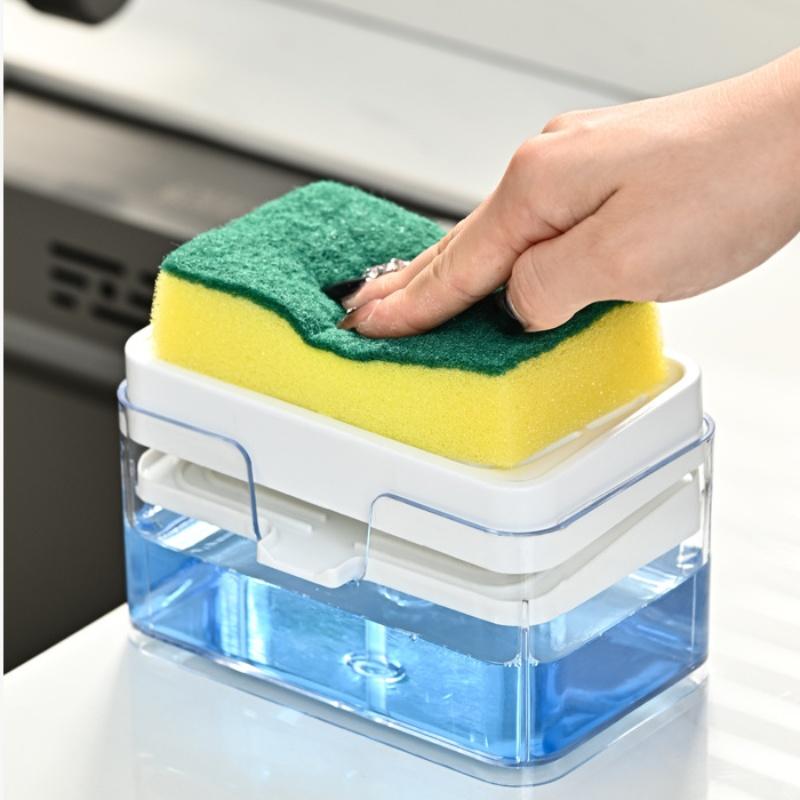 2-In-1 Soap Dispenser Bottle For Detergent Liquid Kitchen Dish Soap Dispenser Kitchen Sponge Dispenser Manual Soap Pump