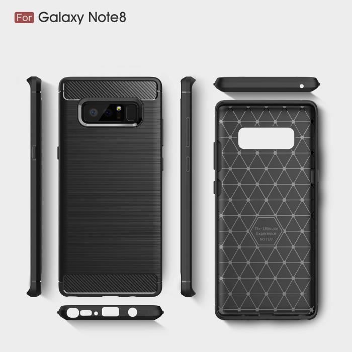 Skal Galaxy Note 8 Fodral TPU Stötfångare Kolfiber Stötsäkert Skydd Fodral Skal För Samsung Galaxy Note 8 - Svart