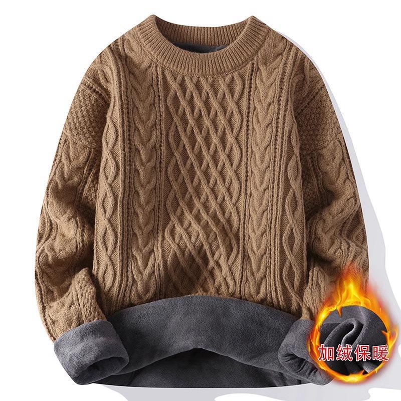 Sweater Men's 2 New Crew Neck Sweater Winter Solid Color Premium Knitted Sweater Couple Twisted Pullover Sweater