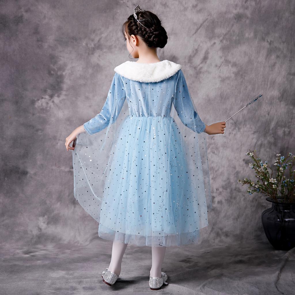 2020 Christmas Princess Elsa Dress Long Sleeve Foreign Trade Frozen Princess Dress Children's Dress Autumn and Winter Dress