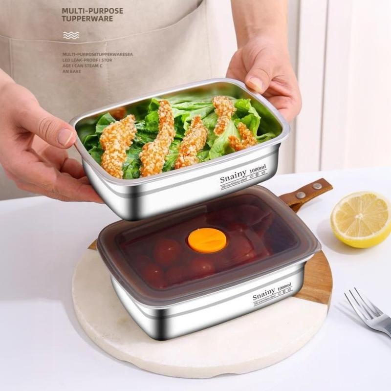 Food Grade Stainless Steel Lunch Box Vacuum Antibacterial Sealed 600/1000/1500ml Leakproof Bento Box for Office Workers
