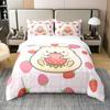 Strawberry Duvet Cover Full Size Comforter Cover Cute Strawberry Pattern Pink Decor Bedding Set for Kids Boys Girls Adults 3Pcs