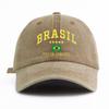 Berretto da Baseball Unisex con Stampa Bandiera Lettere Brasile Lavato Cappello da Papà Retrò Vintage Disponibile in Diversi Colori Retrò Cappello da Sole da Esterno
