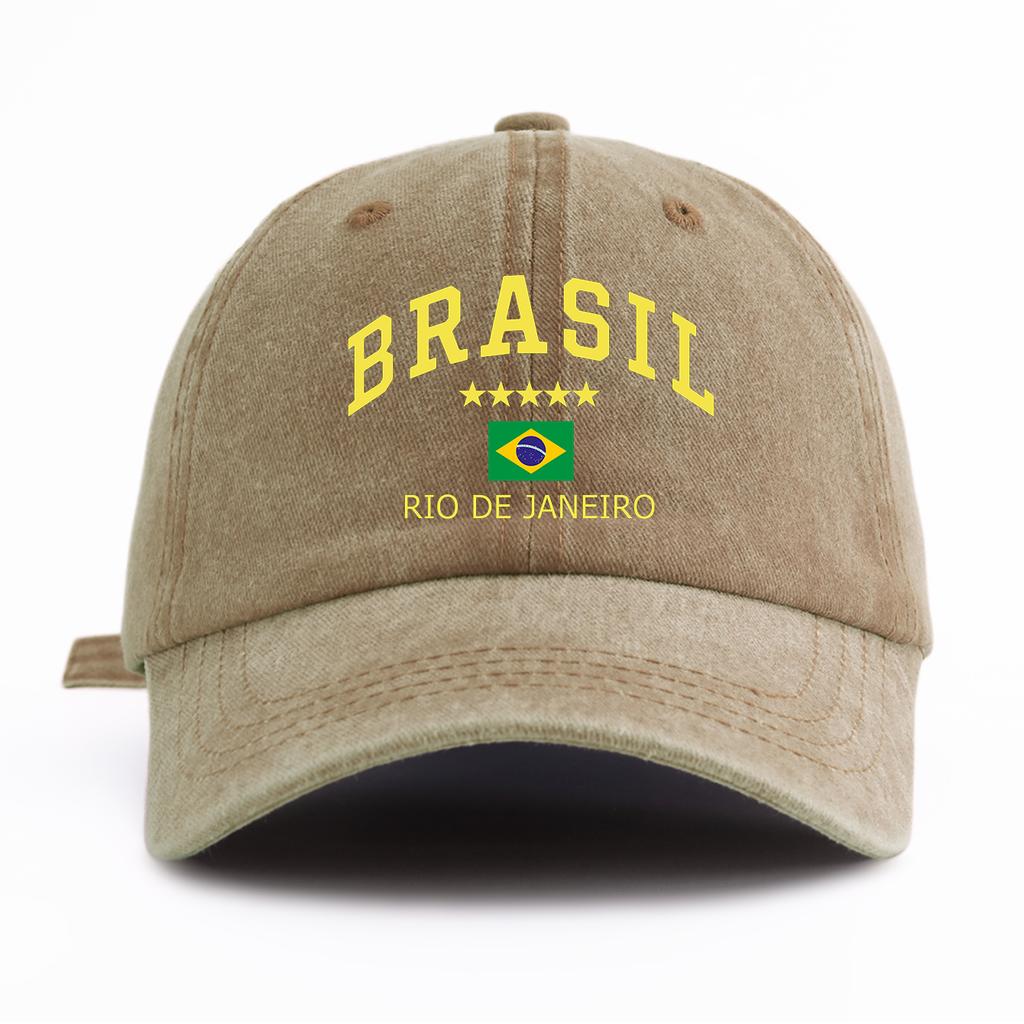 Berretto da Baseball Unisex con Stampa Bandiera Lettere Brasile Lavato Cappello da Papà Retrò Vintage Disponibile in Diversi Colori Retrò Cappello da Sole da Esterno