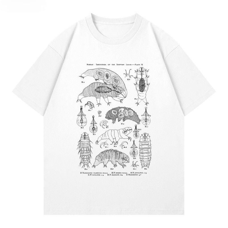 

Tardigrade Water Bear Animal Microbiology Science Popularization Knowledge Printed for Men and Women, Loose Pure Cotton 4XL