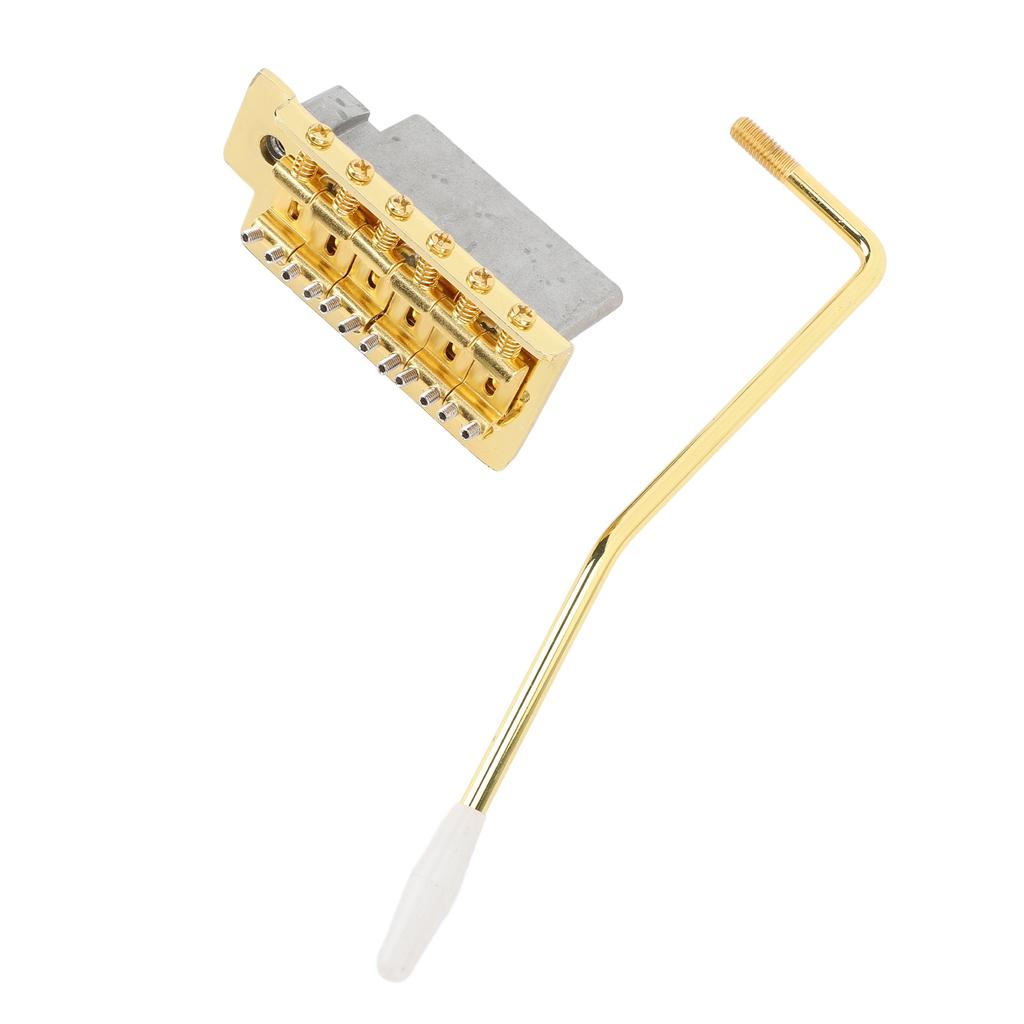 52.5mm Tremolo Bridge with Bar Zinc Alloy Vintage Electric Guitar Bridge Replacement for Fender Strat Style Guitars Gold