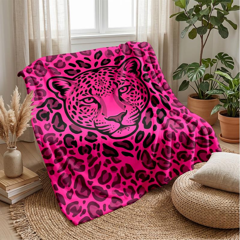 Rosa Leopard Liebesherz Thema Decke Leichte Warme Flanelldecke Dekorative Überwurfdecke für Heimdekoration