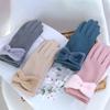 Bow Design Touch Screen Gloves Dralon Material Full Finger Gloves Winter Warm Gloves Winter Season