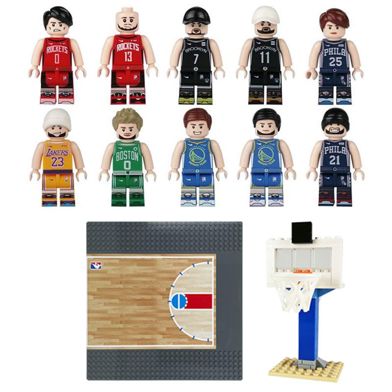 Set da Pallacanestro Blocchi da Costruzione Canestro da Pallacanestro Base per Campo da Pallacanestro Giocattolo a Particelle Piccole Sacchetto