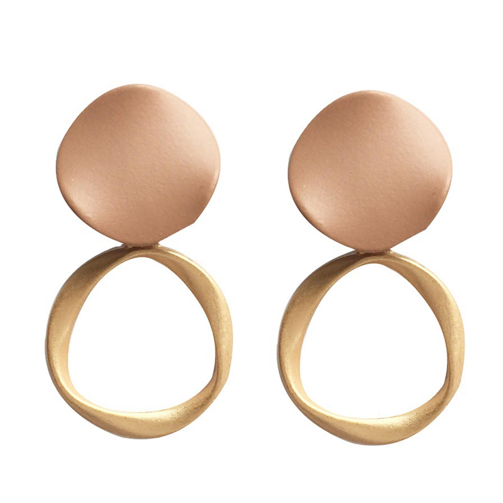 

Light 2.12g Circular Alloy Earrings Modern Khaki Tone Alloy Geometric Jewelry For Extended Wear Comfort 1