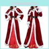 Elegante Deluxe Mrs. Weihnachtsmannkostüm für Erwachsene aus luxuriösem, weichem Cordstoff