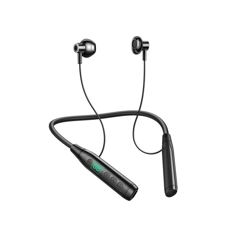 Dopni Long-Lasting Bluetooth Neckband Headphones with Large Battery & Dual-Ear Power Display