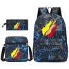 Large Capacity Schoolbag with Shoulder Strap; Student Three-piece Pencil Case Set
