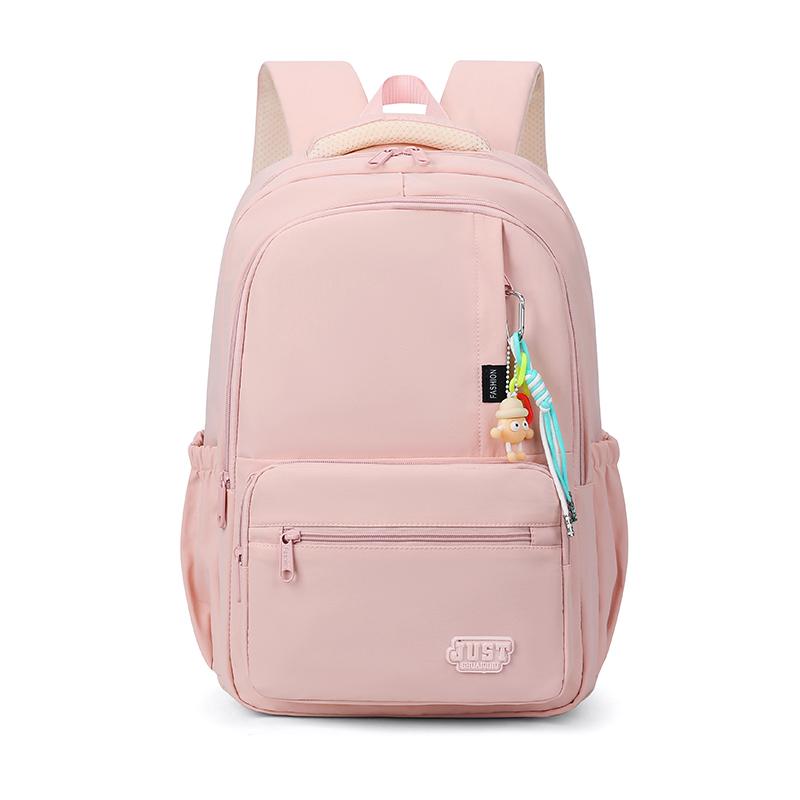 Large Capacity Student Schoolbag Women's Solid Color Backpack Multi-compartment Travel Backpack
