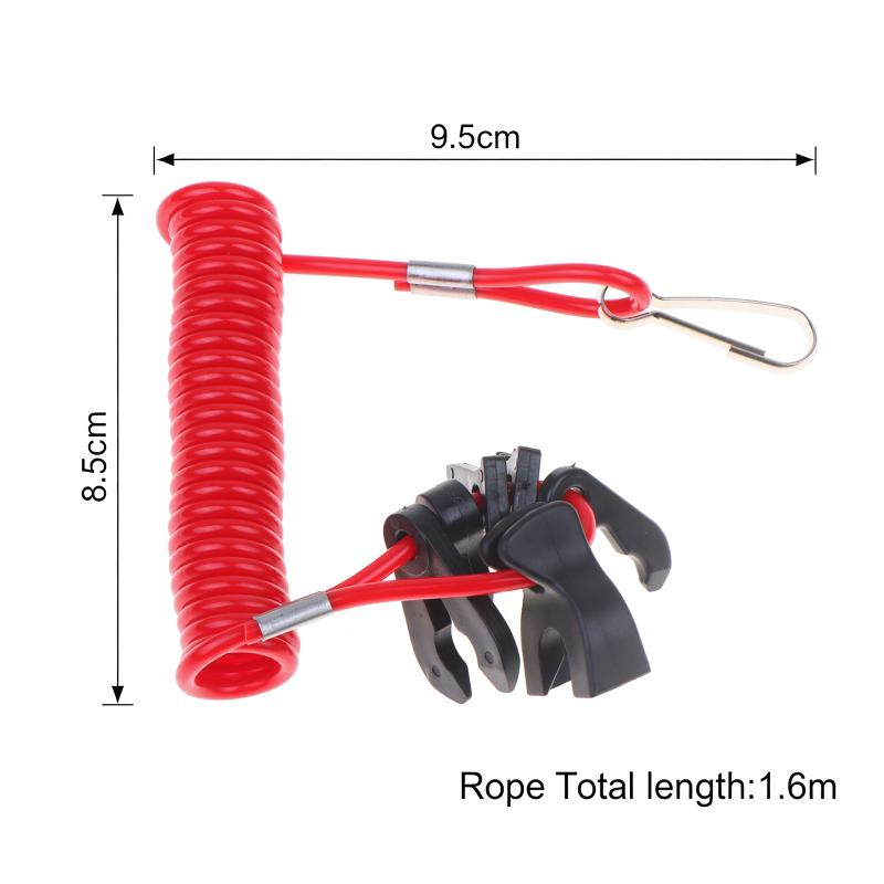 Stretchable 160cm Red Safety Lanyard Universal Kill Stop Switch with 6 Keys for Outboard Motor Boating Water Sports