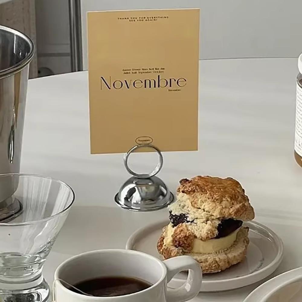 Stainless Steel Message Card Clip Desktop Photo Place Stands Card Holder  Home Office Accessories