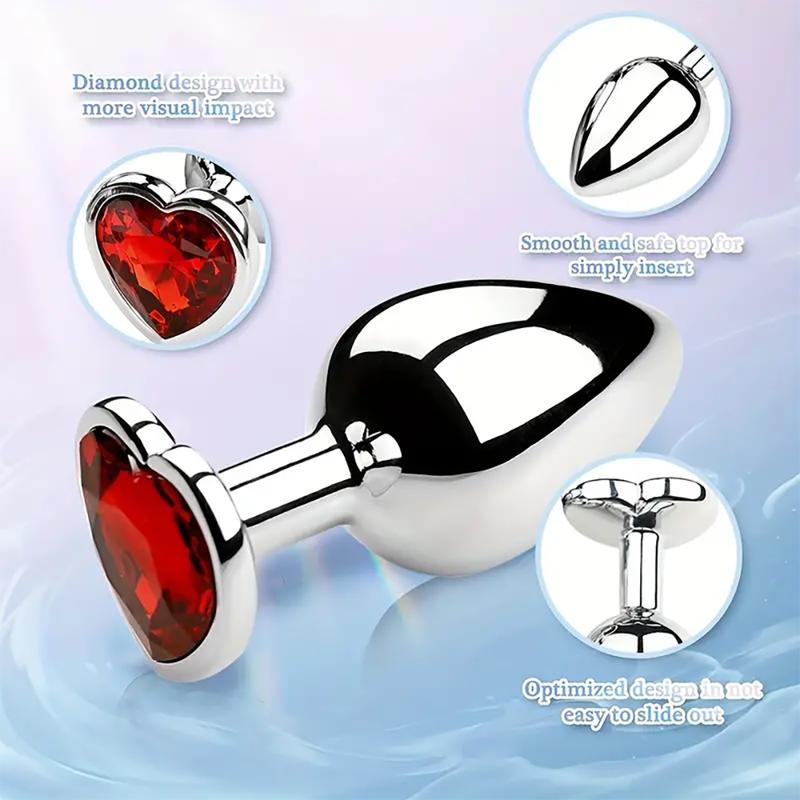 Anal Plug 3 Sizes Heart Metal Crystal Anal Plug for Women Removable Stainless Steel Butt Plug Men Stimulator Anal Sex Toys Dildo