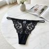 Embroidery Lace Flower Briefs Women Low Waist Romantic T Panties Sheer Mesh Lace Thong  Home