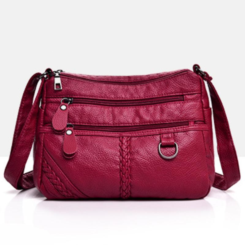 New Fashion Trend Mother Bag Portable Large Capacity Middle-aged and Elderly Women's Bag Soft Leather Anti-splashing Single Shoulder Messenger Bag