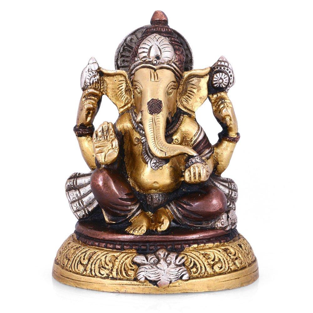 God Ganesha Brass Idol, Elephant Success Lord Ganesh Sculptures, Gold, Brass
