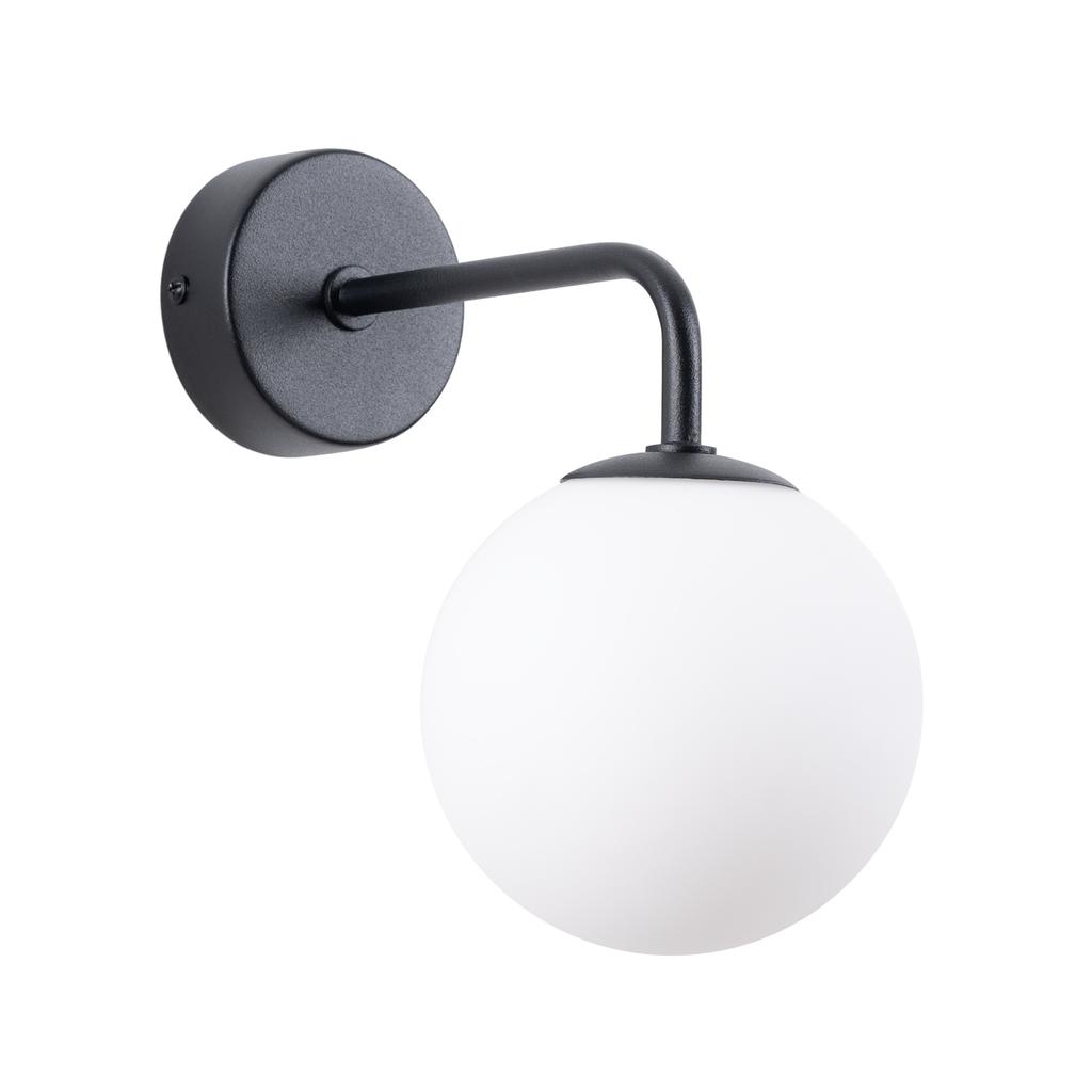 Kinkiet Ścienny Czarny Szklana Biała Kula Do Łazienki Przedpokoju 1Xg9 8W Astral Sollux Lighting