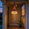 Indoor Christmas Craft Supplies Light‑Up Santa Hat Hanging Chandelier DIY Kit Warm LED String Lights Light Ornaments Pendant with Star Tassel,