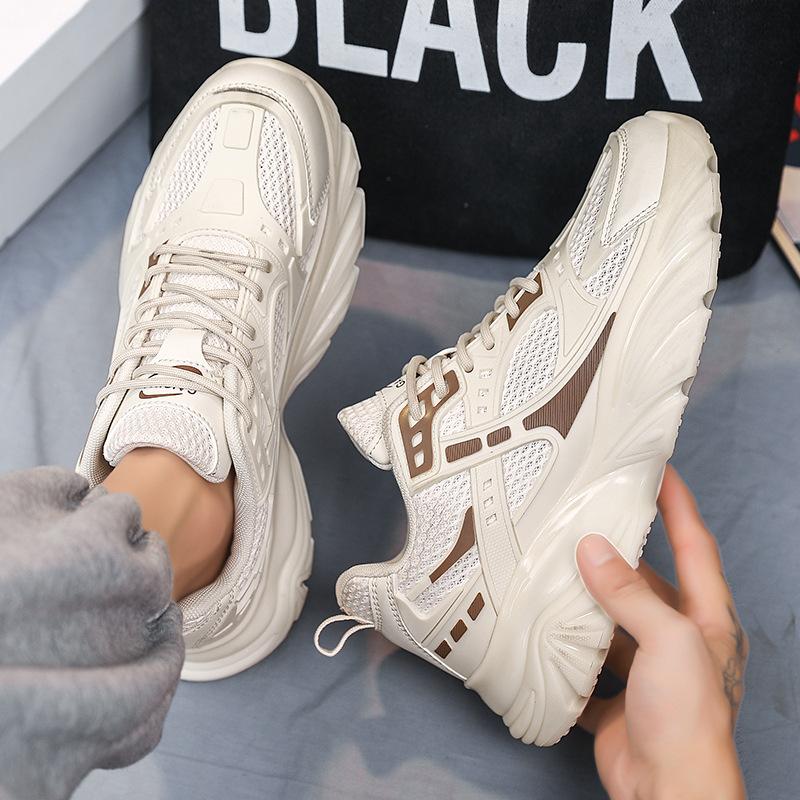 

Мужская обувь весна 2025 новая универсальная спортивная повседневная модная обувь для папы нескользящая на толстой подошве износостойкая обувь мужская 39 бежевый