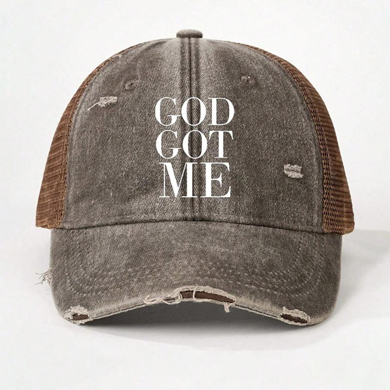 1pc Men's Letter Print Washed Baseball Cap,Outdoor Sunshade Hip-Hop Hat,Adjustable Dad Truck Driver Hat,Suitable For Daily Use