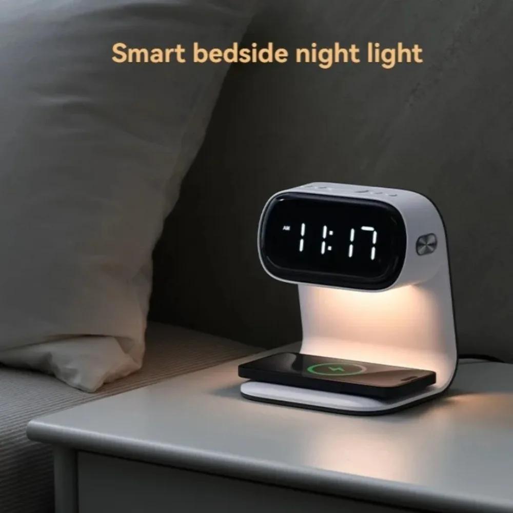 LED Alarm Clock with Night Light Wireless Charging Snooze Mode for Living Room and Bedside Decor Multi-functional Clock Gifts