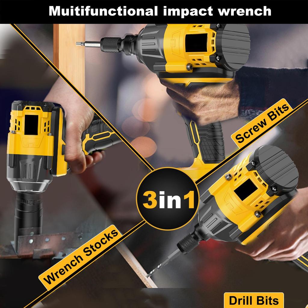 3 1/2 20V Industrial-Grade Cordless Impact Wrench 800nm Max Torque DIY Electric Wrench Drop Shipping Supported EU Local