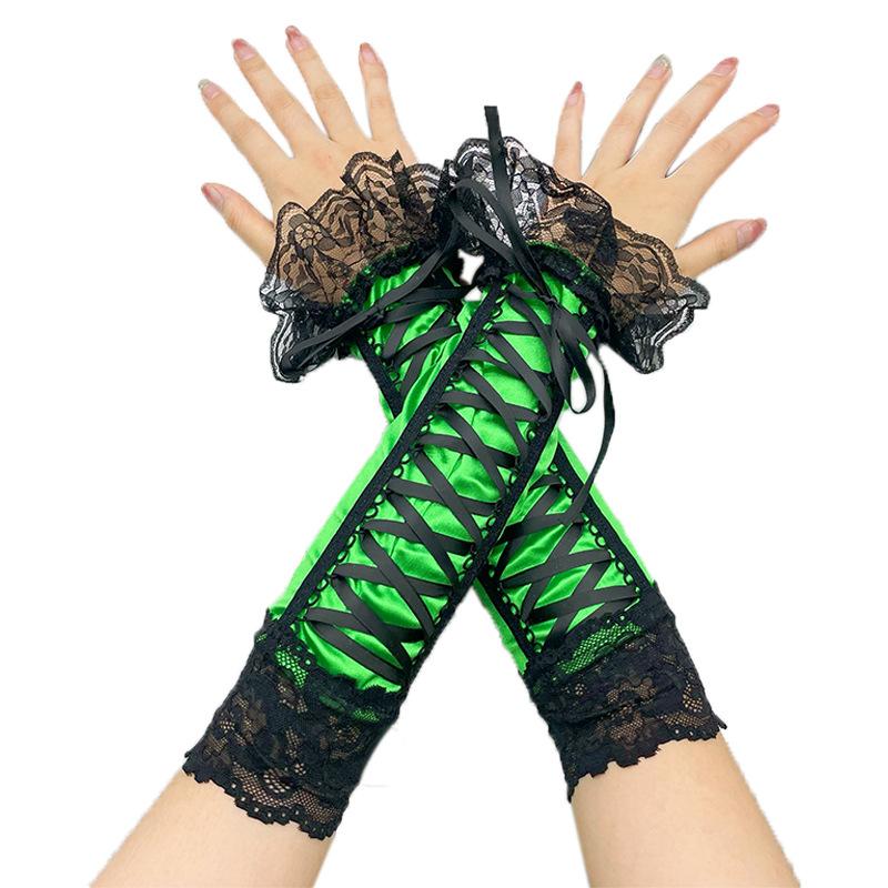 

Рукава Милые Зеленые Свадебные Перчатки Рукава Косплей Сценические Перчатки Кружевные Рукава average size зелёный