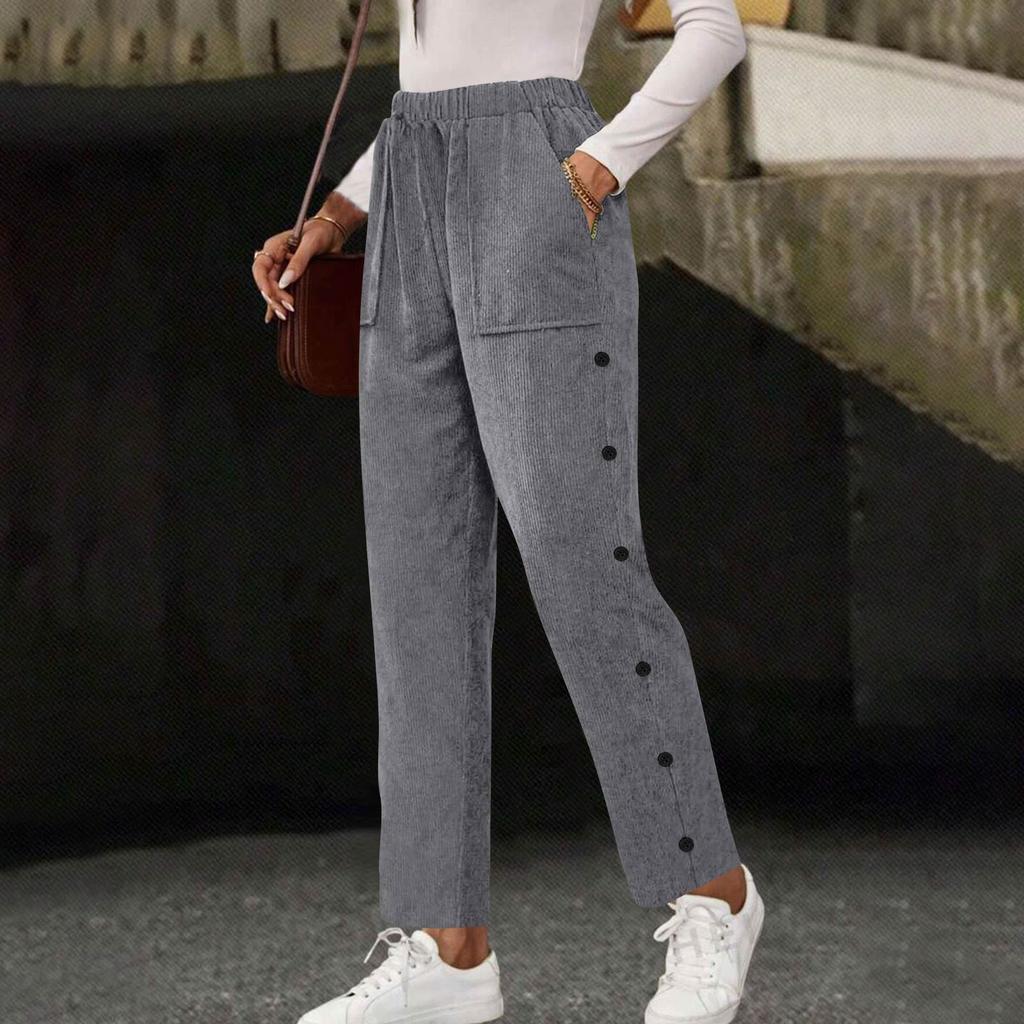 Damen Freizeitmode, Farbe Kordelzug Locker Gerade, Hosen mit Taschen